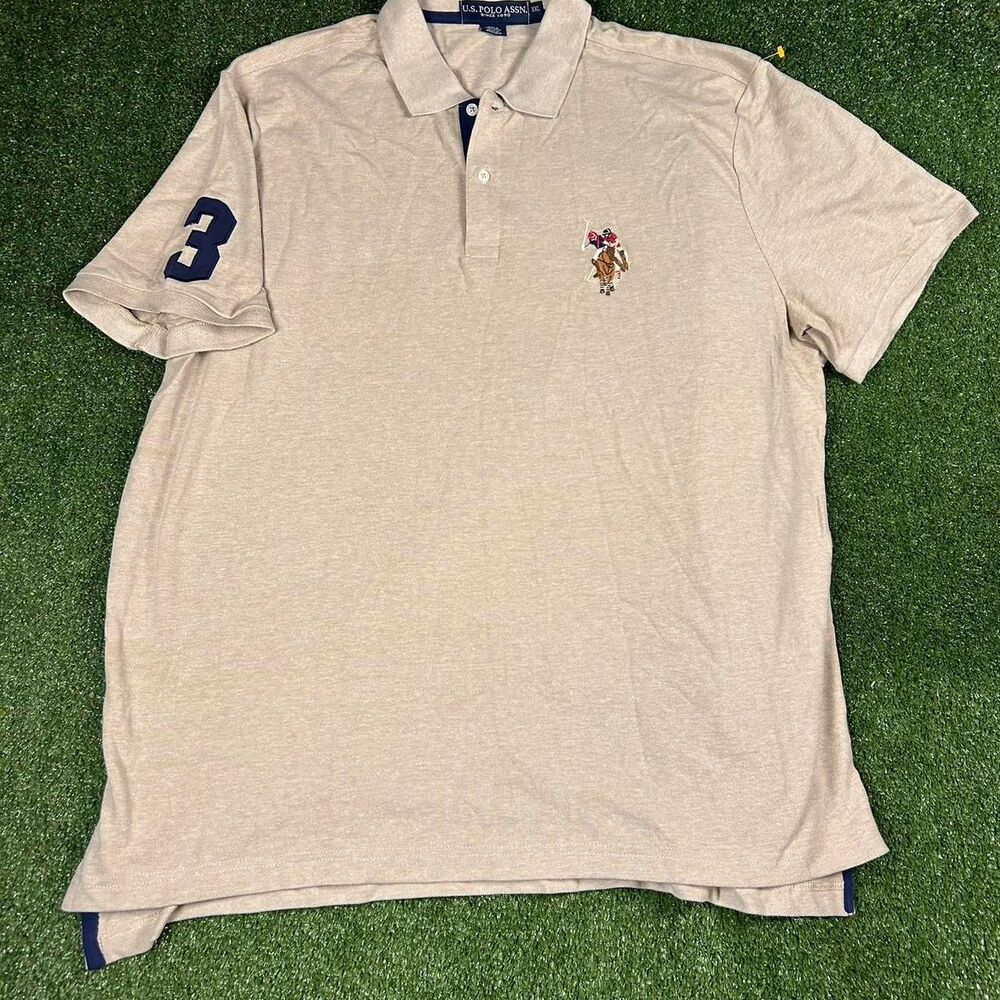 Us-polo-assn Men's Grey and Cream Polo-shirts
